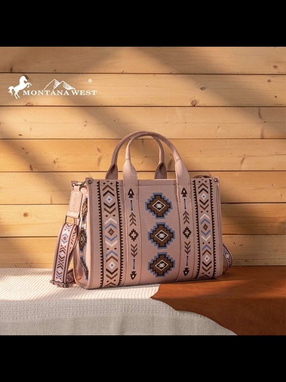 Montana West Blush Pink Aztec Embroidered Satchel